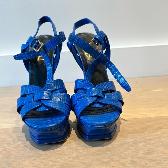 Yves Saint Laurent Tribute 75 | Blue Embossed Crocodile | Size 35 - Picture 3 of 8